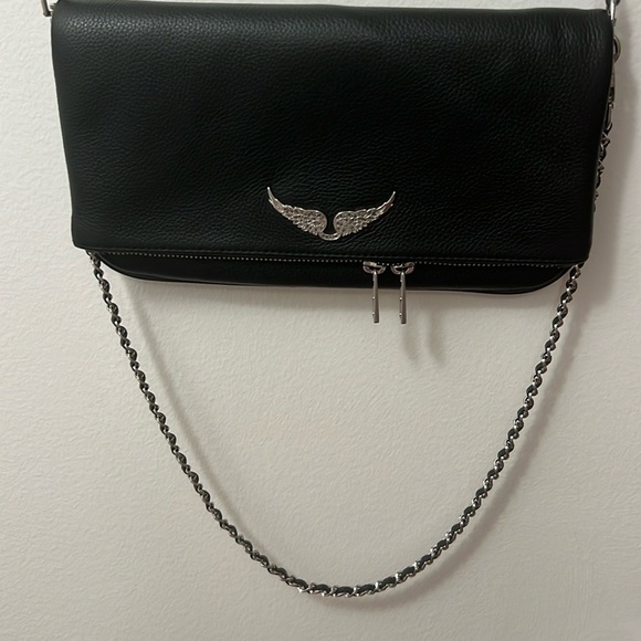 Zadig & Voltaire Black and Silver Rock Leather Shoulder Bag - Picture 9 of 9